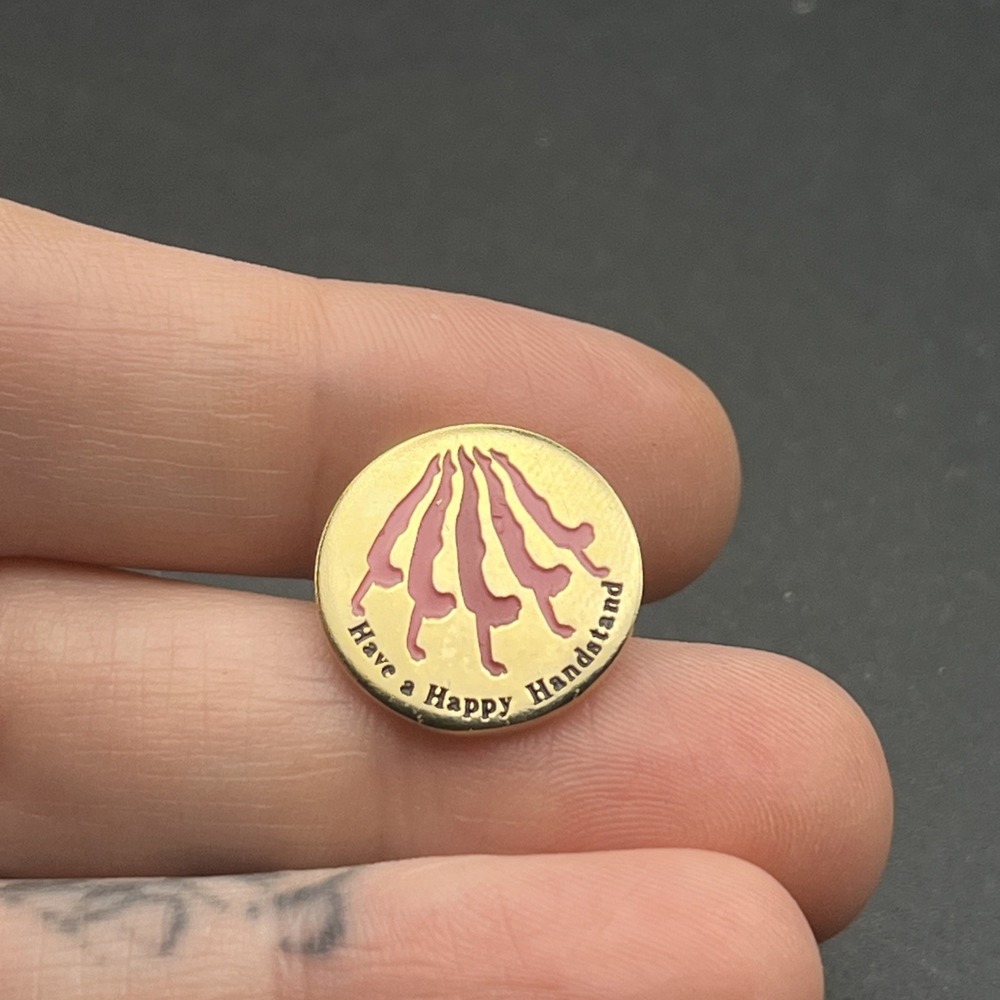 Have A Happy‎ Handstand Gold Tone Lapel Hat Pin